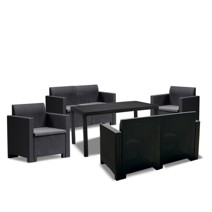 Leziter Set mobilier de grădină Nero IV Big cu 6 locuri, grafit [2]