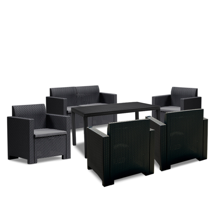 Leziter Set mobilier de grădină Nero IV cu 6 locuri, grafit [2]
