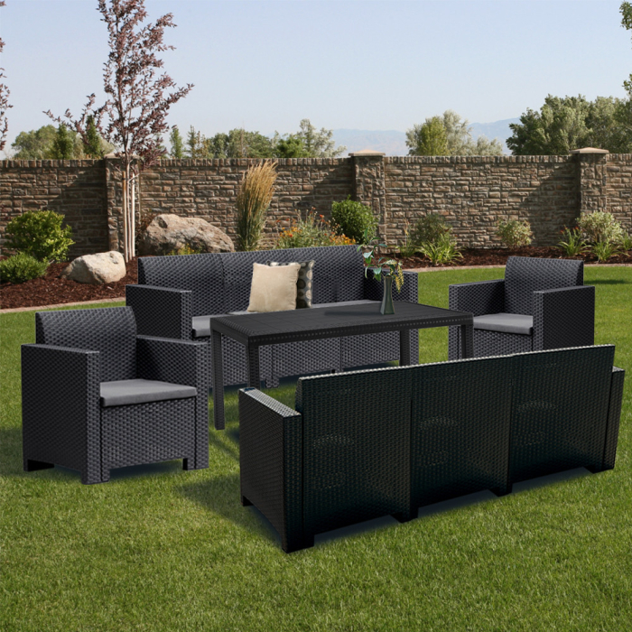 Leziter Set mobilier de grădină Nero IV cu 8 locuri, grafit [3]