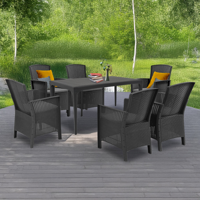 Leziter Set mobilier de grădină Odima 6+1, grafit [2]