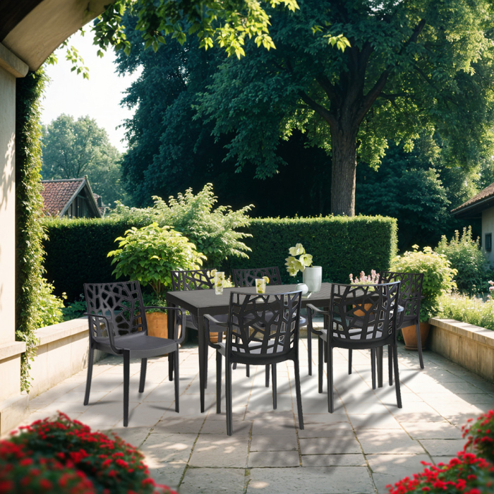 Leziter Set mobilier de grădină Odini 6+1 cotiere grafit [2]