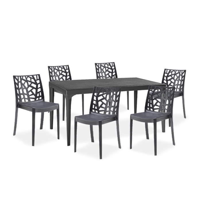 Leziter Set mobilier de grădină Odini 6+1, grafit [2]