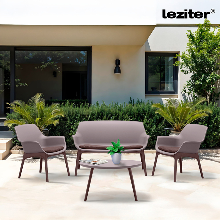Leziter Set mobilier de grădină Tampa cu 4 locuri, maro-cappuccino [2]