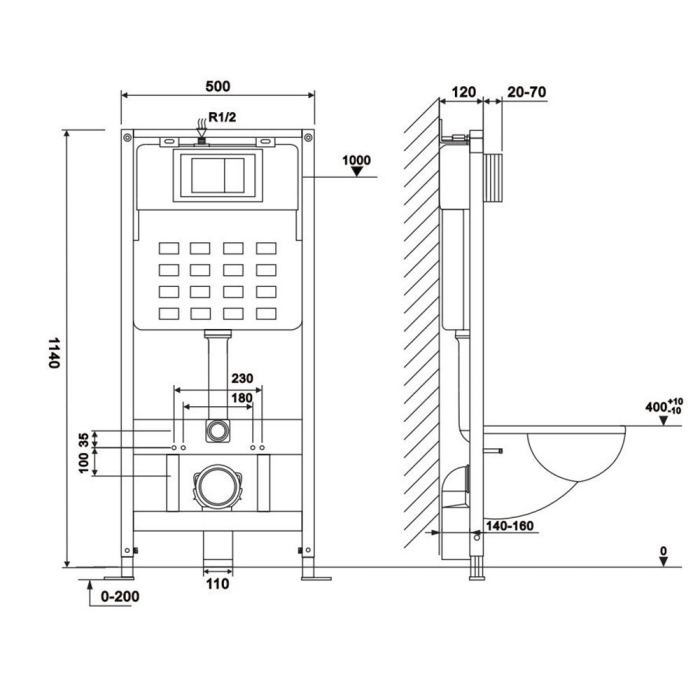Leziter Set rezervor WC montat pe perete Roya Doris 83W [3]