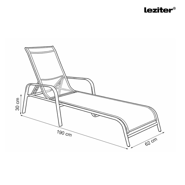 Leziter Șezlong de grădină Denver cu cadru metalic negru [3]
