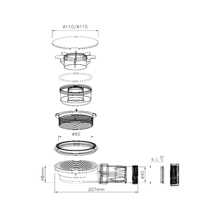 Leziter Sifon îngust pentru cădița de duș [7]