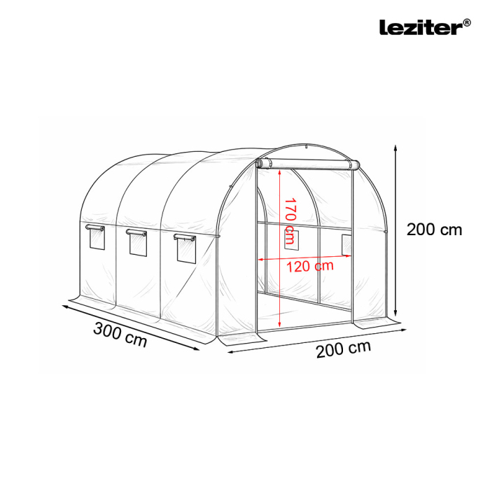 Leziter Solar gradina 200x200x300 cm, transparenta (cadru + folie) [3]