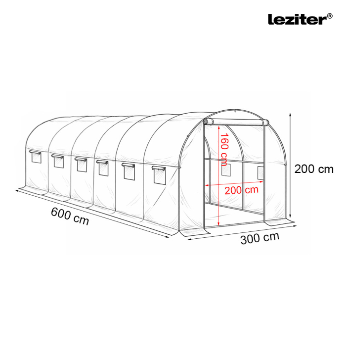 Leziter Solar gradina 200x300x600 cm, transparenta (cadru + folie) [3]