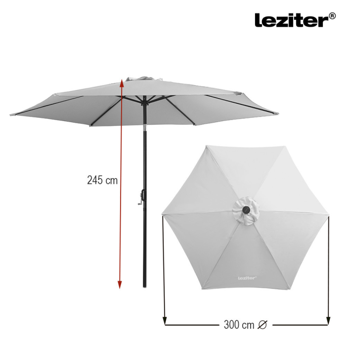 Leziter Solari parasol de gradina cu led gri deschis 300 cm [3]