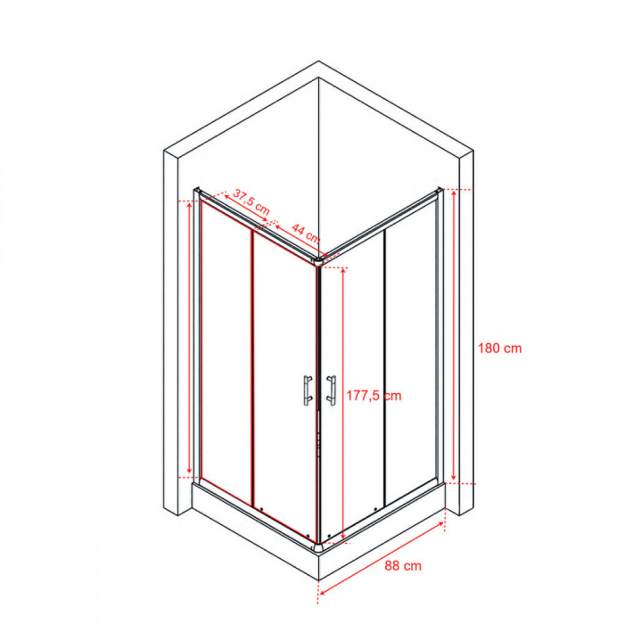 Leziter Spirit Matrix 90x90 cm cabină de duș pătrată cu tavă de duș acrilică consolidată [3]
