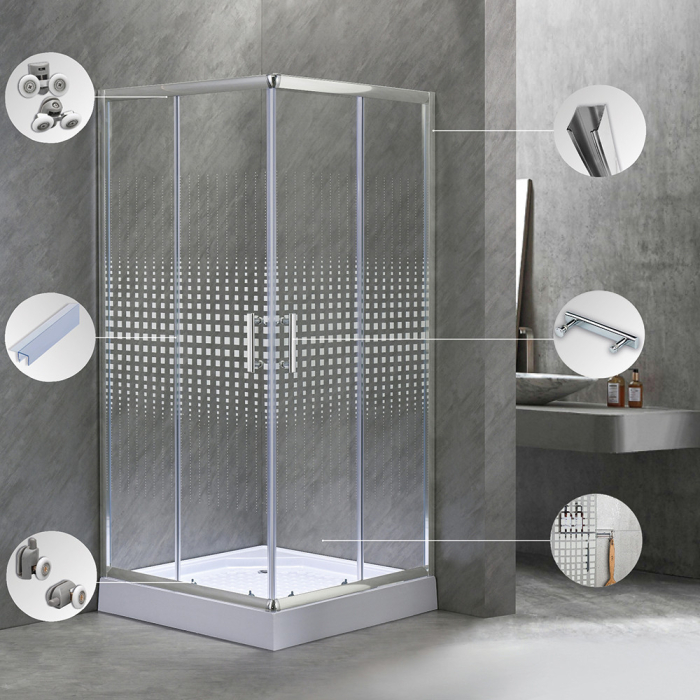 Leziter Spirit Matrix 90x90 cm cabină de duș pătrată cu tavă de duș acrilică consolidată [5]