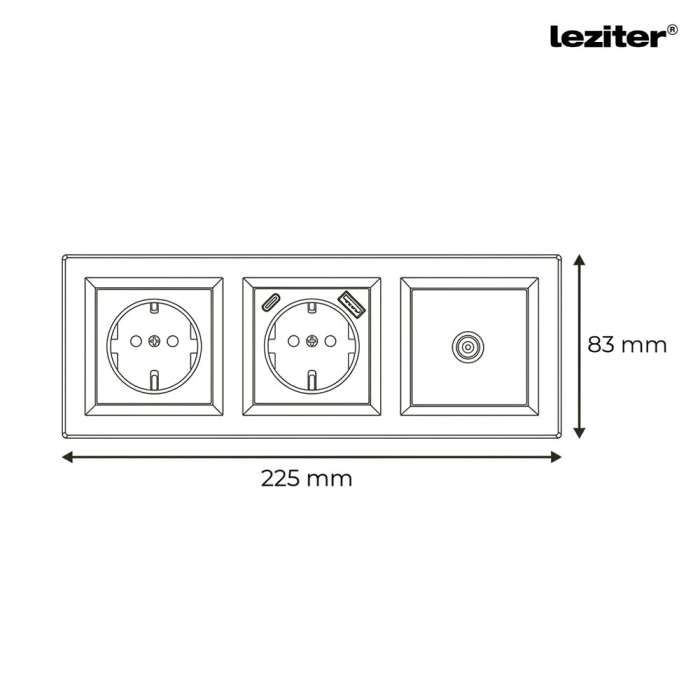 Leziter Ștecher Nova, USB, priză TV cu cadru alb [3]
