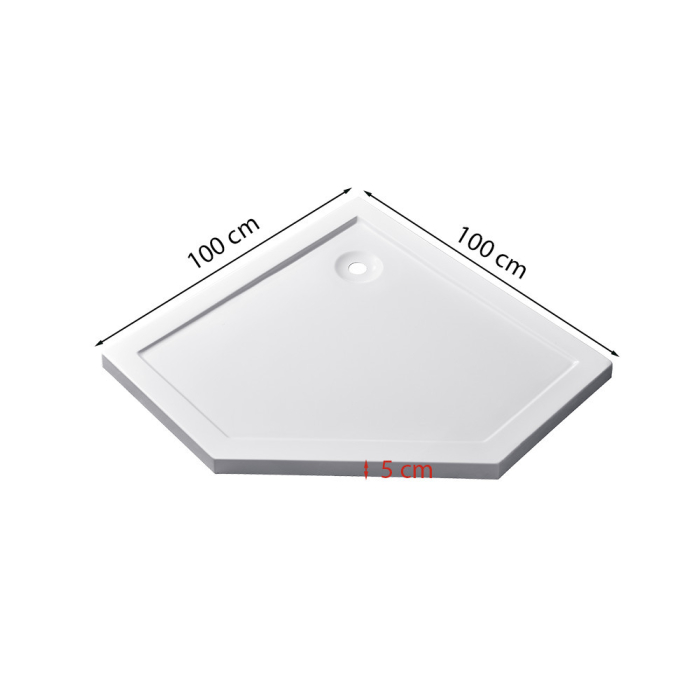 Leziter Tavă de duș acrilică pentagonală mică Modena Slim 100x100 cm [3]
