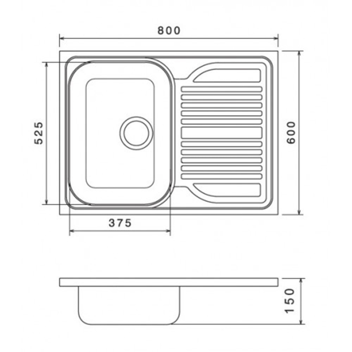 Leziter Tavă pentru chiuvetă din oțel inoxidabil cu scurgere 60x80 cm [3]