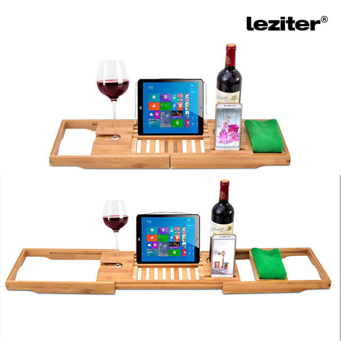 Leziter Tavă reglabilă pentru cadă din bambus [4]