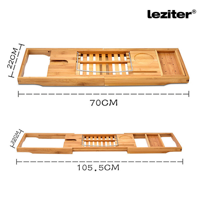 Leziter Tavă reglabilă pentru cadă din bambus [3]