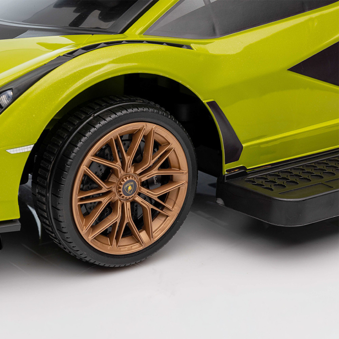 Leziter Taxi pentru bebeluși Lamborghini cu manetă, cu muzică, de culoare verde [8]