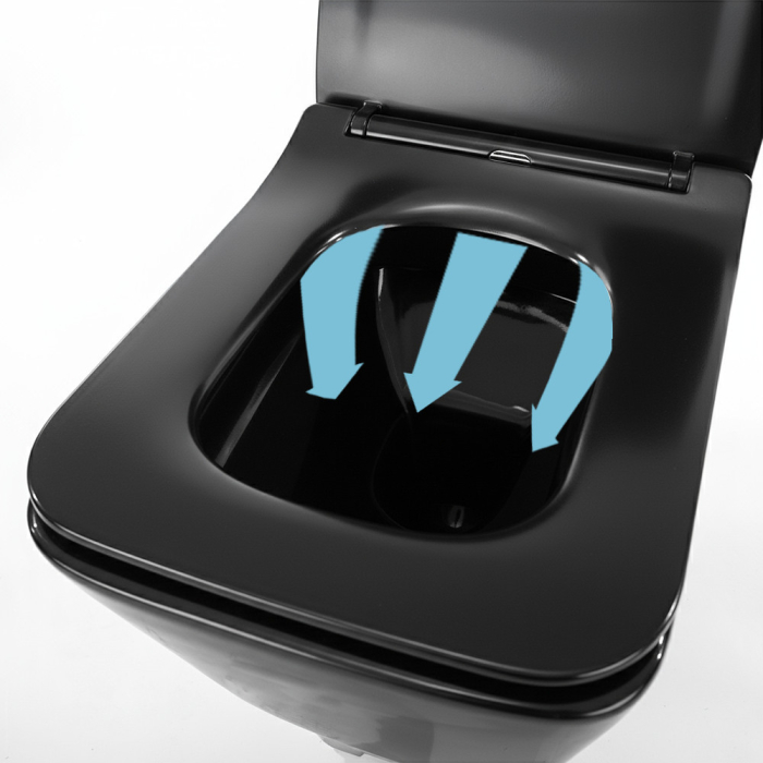 Leziter Tina toaletă fără margine montată pe perete cu scaun cu închidere moale negru [4]