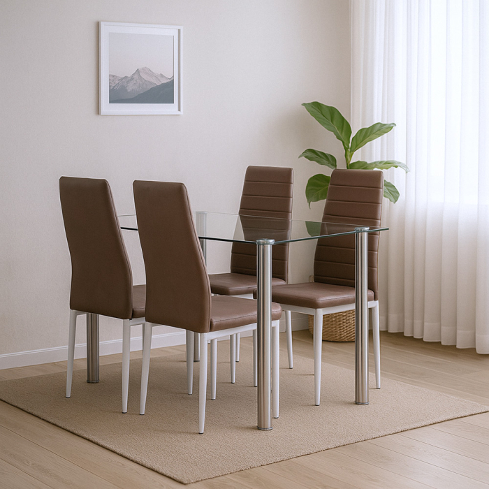 Leziter Tino NOVA Scaun de masă maro piele textilă + metal - maro [2]