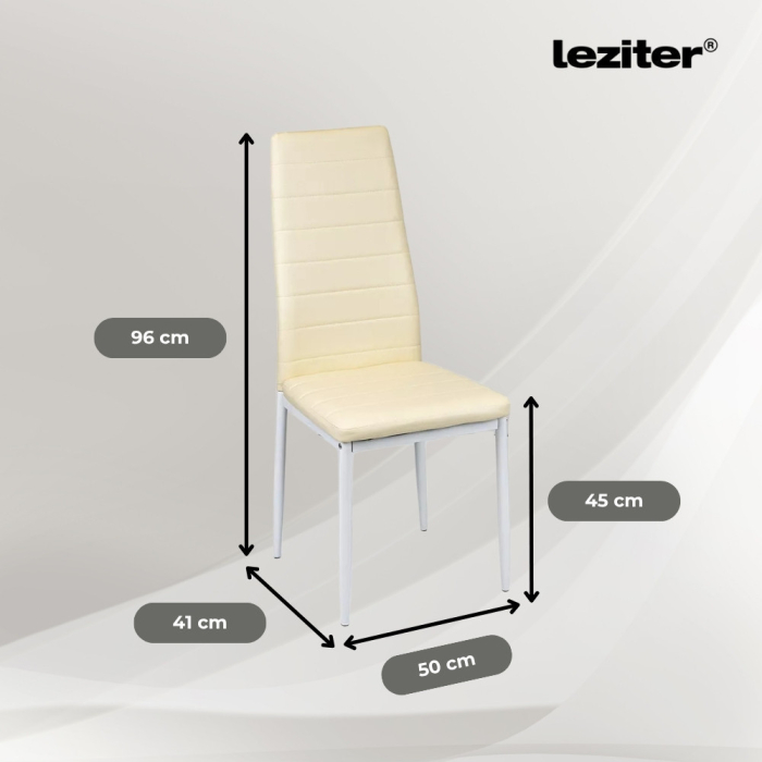 Leziter Tino NOVA Scaun de masă piele textilă bej + metal [3]