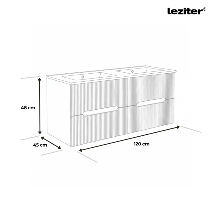 Leziter Trent 120 dulap de baie inferior cu chiuvetă ceramică (2 sertare) verde fistic - gri antracit [3]