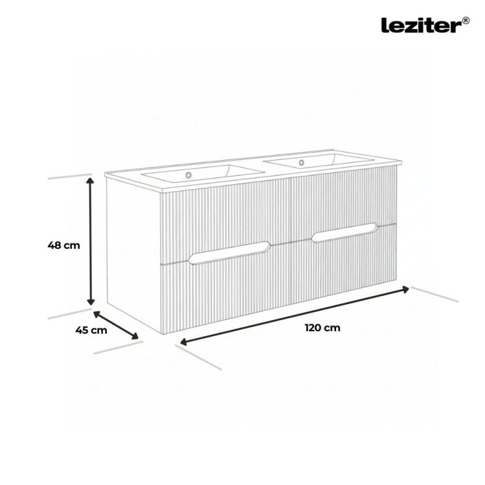 Leziter Trent 120 dulap de baie inferior cu chiuvetă ceramică (4 sertare) stejar verde-oliv-sunset [3]
