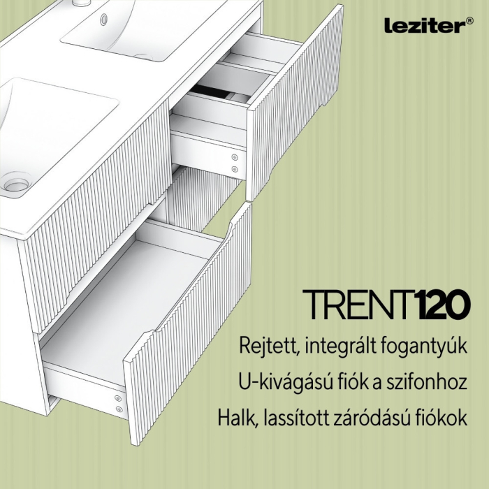 Leziter Trent 120 dulap de baie inferior cu chiuvetă ceramică (4 sertare) verde măslin verde fistic [5]