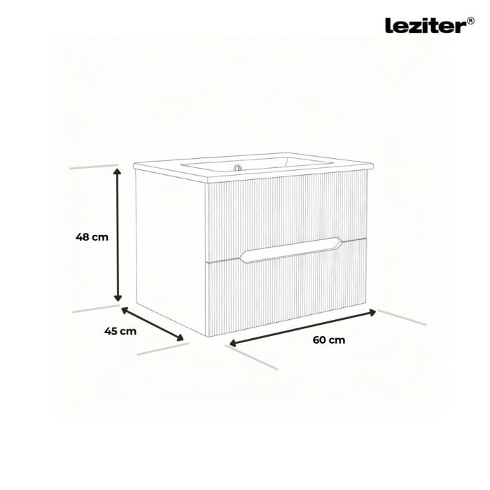 Leziter Trent 60 dulap de baie inferior cu chiuvetă ceramică (2 sertare) gri antracit-verde-oliv [3]