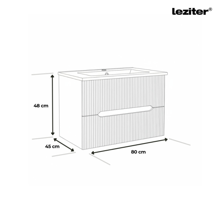 Leziter Trent 80 dulap de baie inferior cu chiuvetă ceramică (2 sertare) stejar apus de soare-verde fistic [3]
