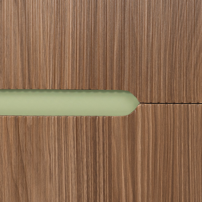 Leziter Trent Mobilier de baie 80 cm chiuvetă ceramică (2 sertare) cu oglindă 60x80 cm verde fistic - stejar apus de soare [4]