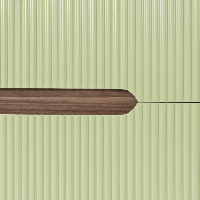 Leziter Trent Mobilier de baie 80 cm lavoar ceramic (2 sertare) cu oglindă 60x80 cm stejar sunset-verde fistic [4]