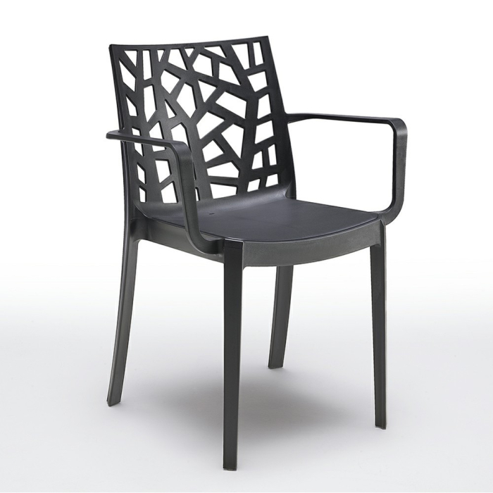 Leziter Trinity scaun de grădină din plastic cu brațe grafit [2]
