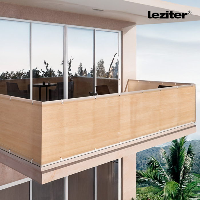 Leziter Umbrelă de balcon, ecran de intimitate 7 m bej [2]
