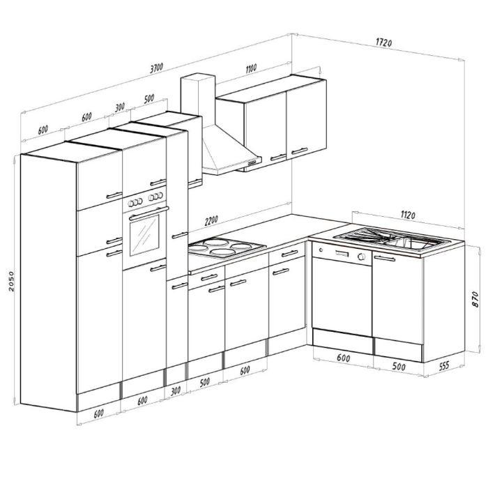 Leziter Unitate de bucătărie de colț Yorki 370 cu congelator superior și frigider [4]