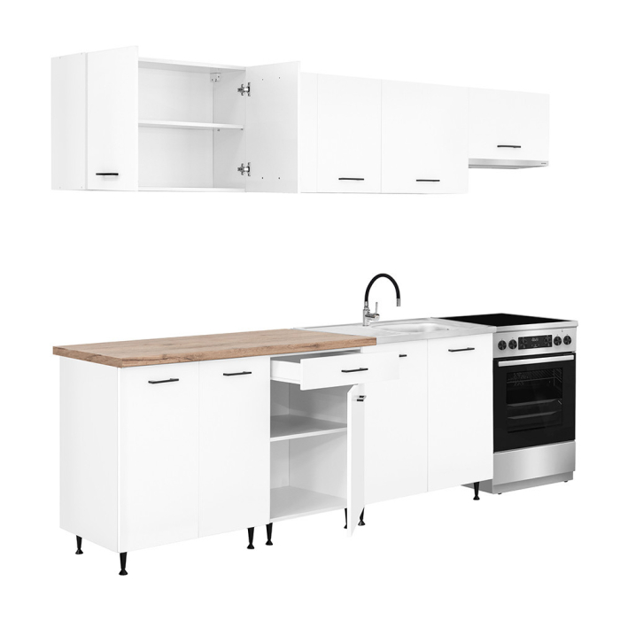 Leziter Unitate de bucătărie Primo 280 cu blat de lucru din stejar charlestone alb [10]