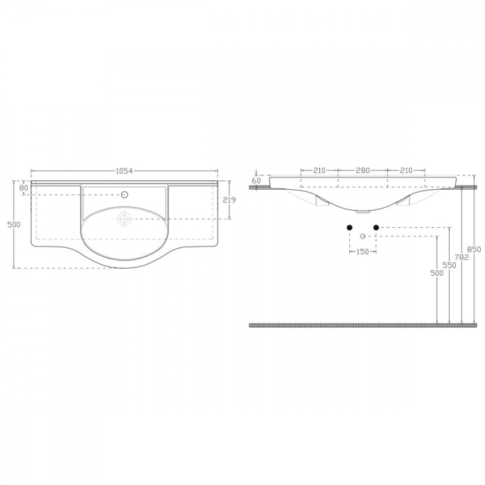Leziter V105 lavoar ceramic cu aripi 105x50 cm [3]