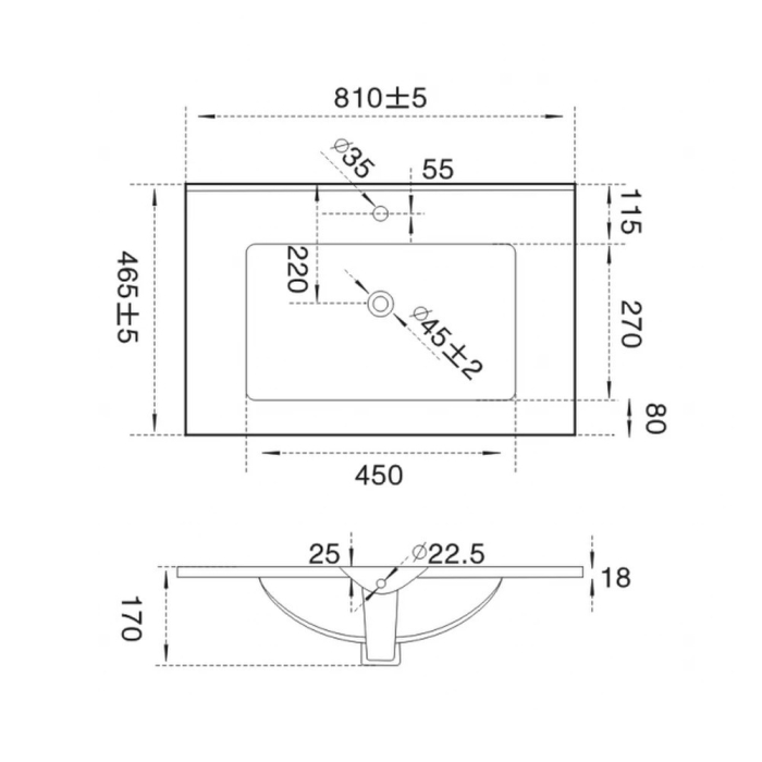Leziter V952 -Lavoar cu design plat 18x81x46 cm [3]