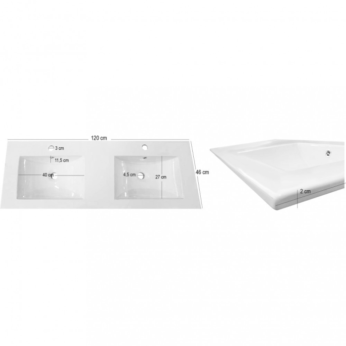 Leziter V956 - Lavoar cu design plat 18x120x46 cm [6]