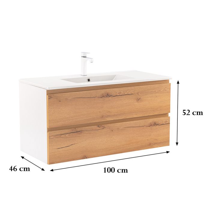 Leziter Vario Pull 100 dulap de bază cu chiuvetă stejar alb [3]