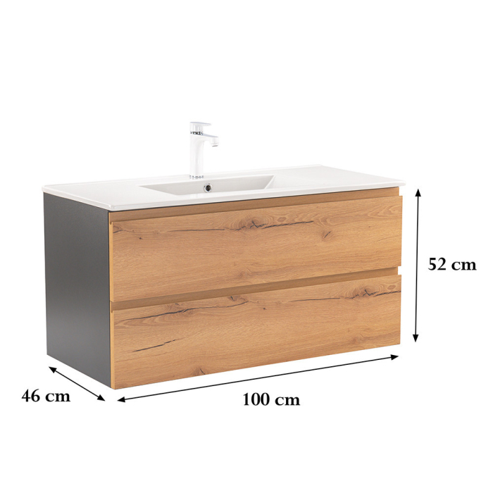 Leziter Vario Pull 100 dulap de bază cu chiuvetă stejar antracit [3]