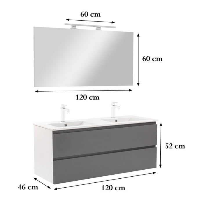 Leziter Vario Pull 120 mobilier de baie complet alb-antracit [3]