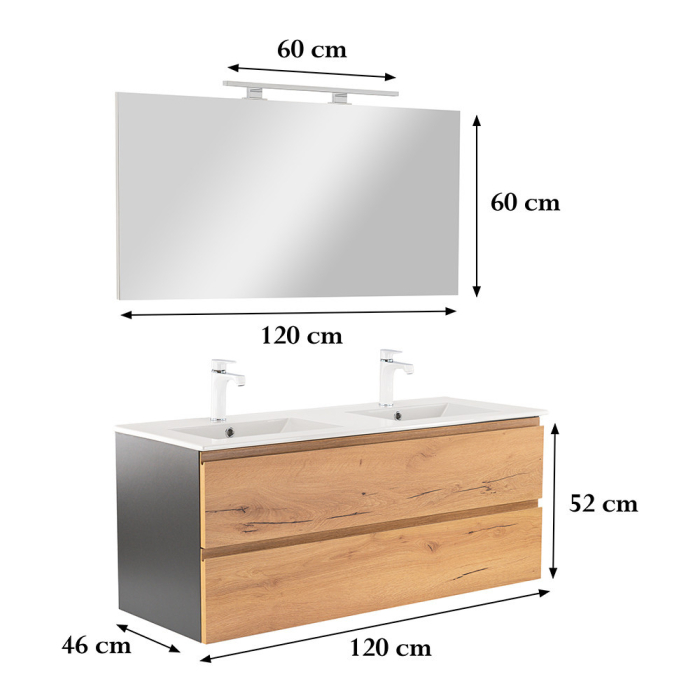 Leziter Vario Pull 120 mobilier de baie complet antracit stejar [3]