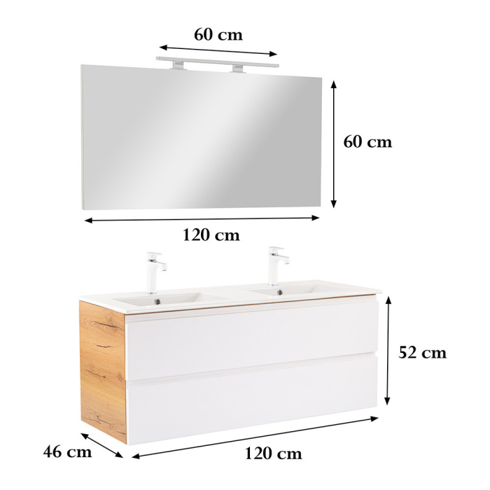 Leziter Vario Pull 120 mobilier de baie complet stejar-alb [3]