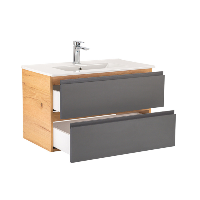 Leziter Vario Pull 80 mobilier de baie complet stejar-antracite [5]