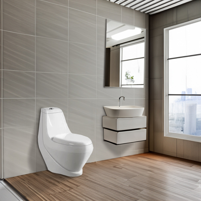 Leziter Vas de toaletă Coral Monobloc cu evacuare inferioară și capac cu închidere silențioasă [3]