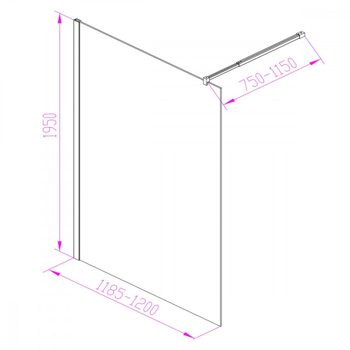 Leziter WI01-12 Walker walk walk-in perete duș 120x195 cm [8]