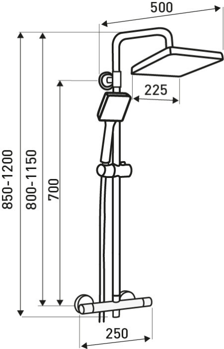 Logé Set de duș Vesuvio BL negru cu baterie termostatică [4]