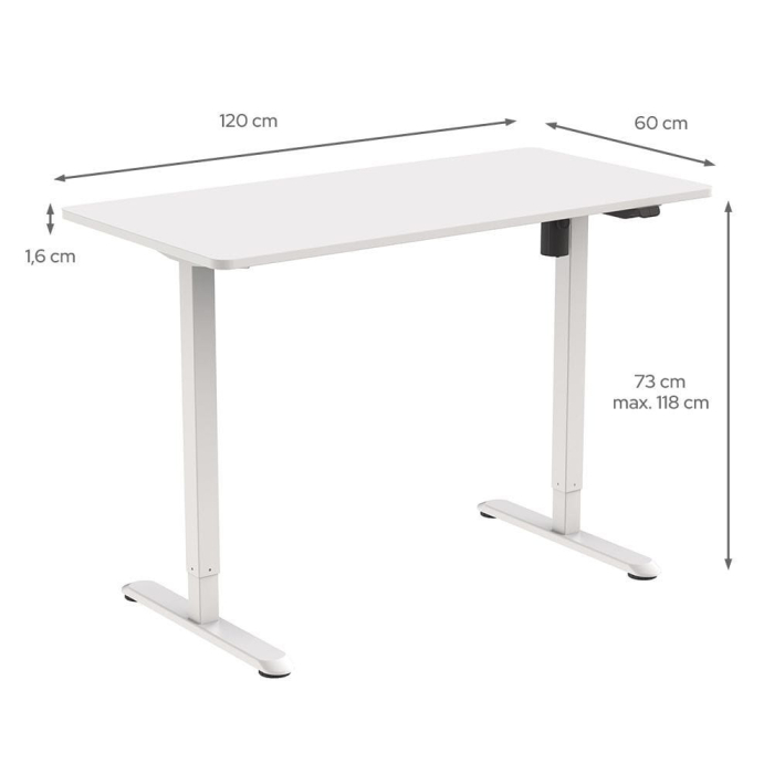 Mirpol Birou cu reglare pe înălțime, 120x60 cm alb [4]
