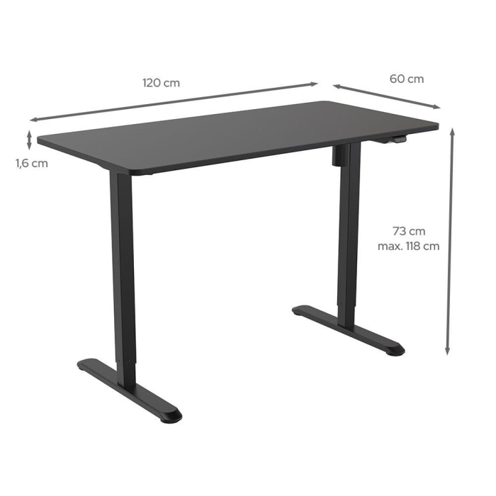 Mirpol Birou cu reglare pe înălțime, 120x60 cm negru [2]
