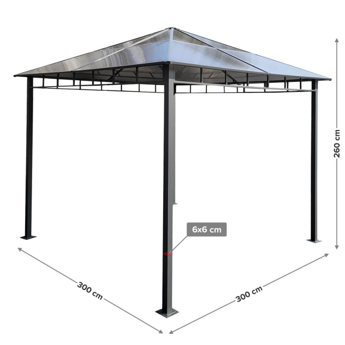 Mirpol Foișor de grădină Dari cu acoperiș din policarbonat 3x3 m [5]